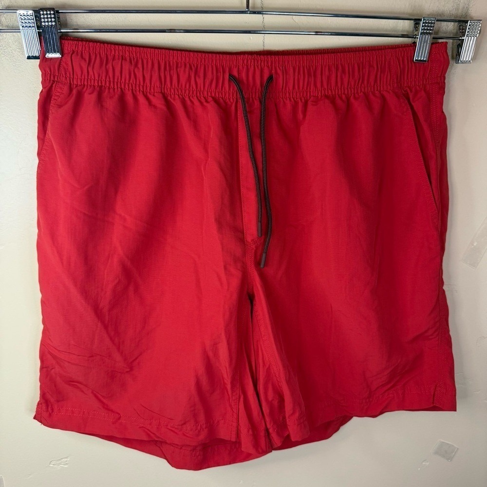 Duluth Trading Company Mens Large Activewear Shorts Drawstring Red 8" Inseam